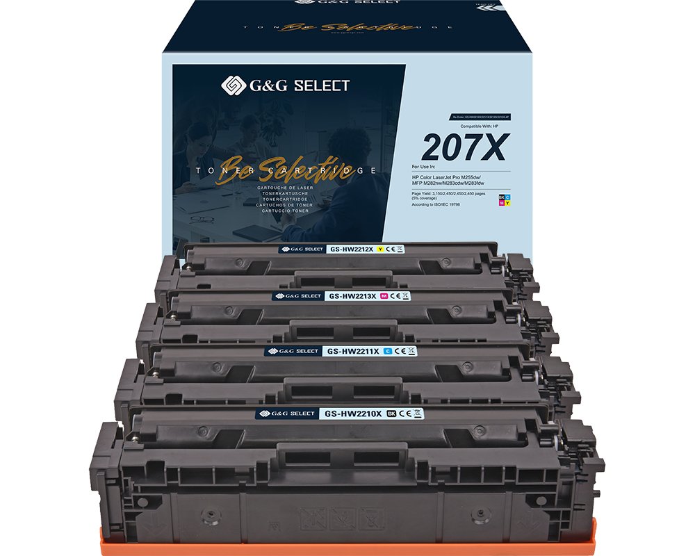 Kompatibel mit HP 207X XL-Premium-Toner Kombipack (MIT CHIP und Füllstandanzeige) [modell] schwarz, cyan, magenta und gelb - Marke: G&G Select