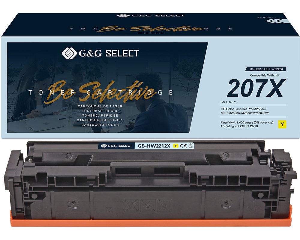 Kompatibel mit HP 207X / W2212X XL-Premium-Toner Gelb (MIT CHIP und Füllstandanzeige) [modell] - Marke: G&G Select