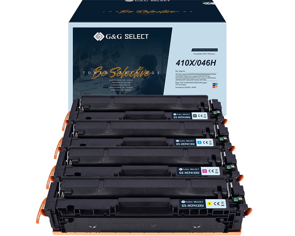 Kompatibel mit HP 410X / Canon 046H Kombipack: 4 XL-Premium Toner schwarz, cyan, magenta, gelb [modell] - Marke: G&G Select