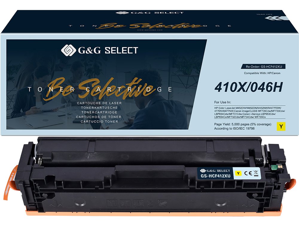 Kompatibel mit HP 410X / CF412X, Canon 046H XL-Premium Toner Gelb [modell] - Marke: G&G Select