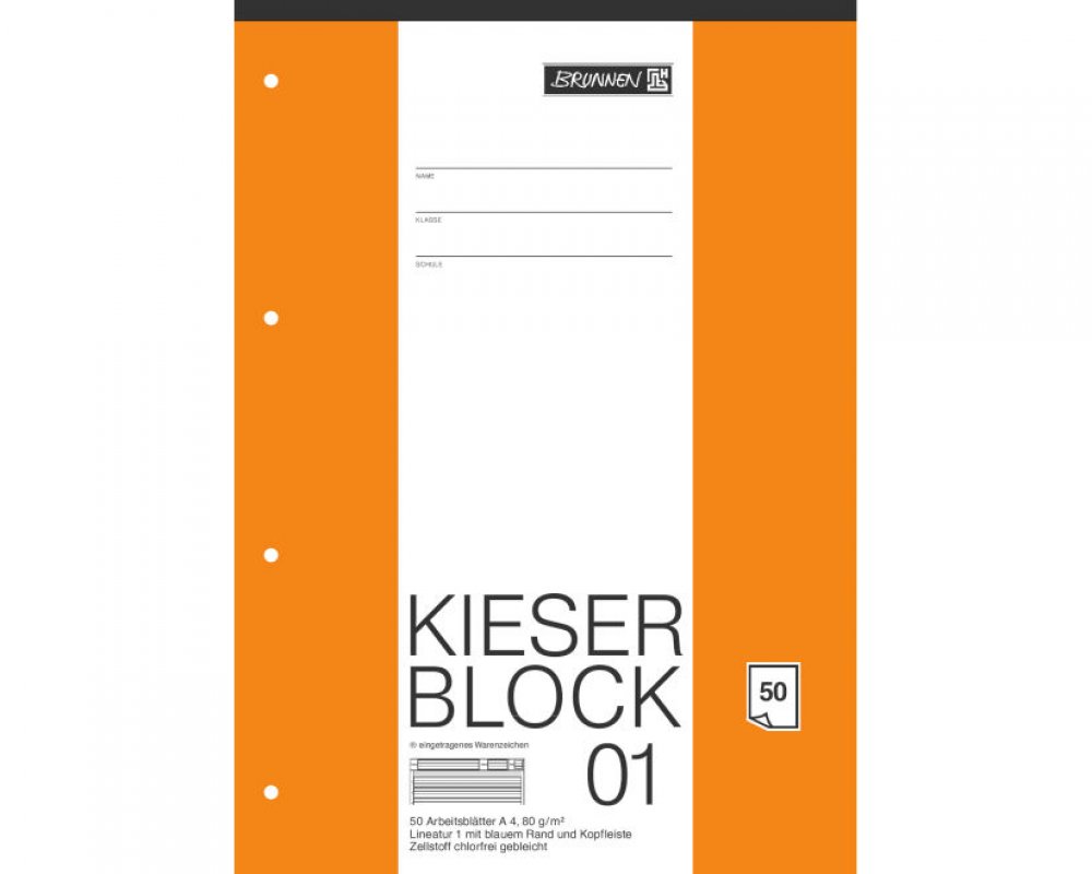 Kieser Block 01, 50 Blatt, Lineatur 1, Kontrastlineatur von Brunnen