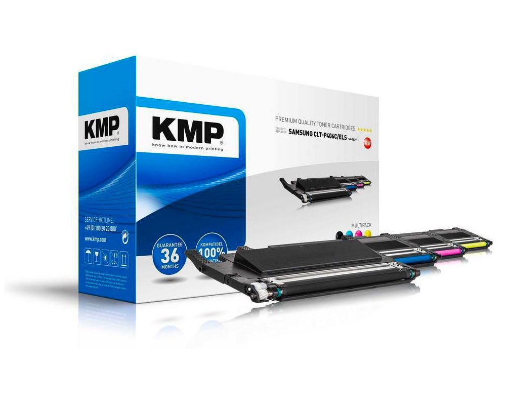 KMP SA-T53V Toner Multipack als Ersatz für Samsung CLT-P406C / HP SU375A Cyan, Magenta, Gelb, Schwarz [modell]