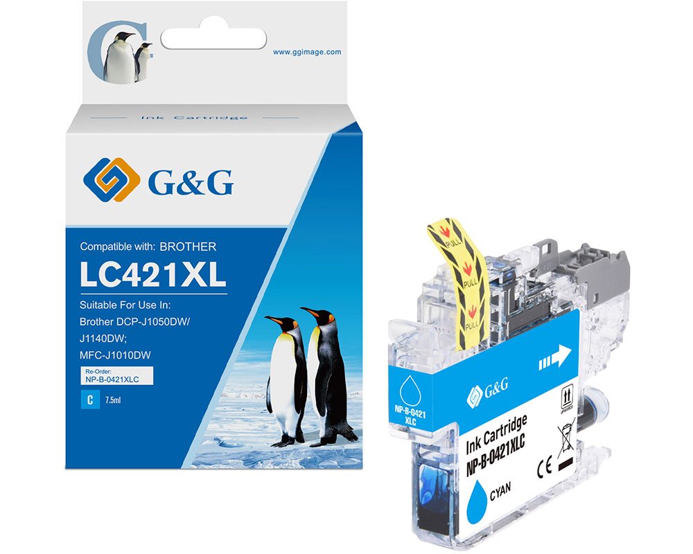 Kompatibel mit Brother LC421XLC Druckerpatrone [modell] (500 Seiten) cyan - Marke: G&G