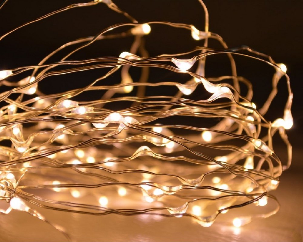 LED Lichterkette mit 30 Mikro LEDs, warmweiß, batteriebetrieben, 155 cm