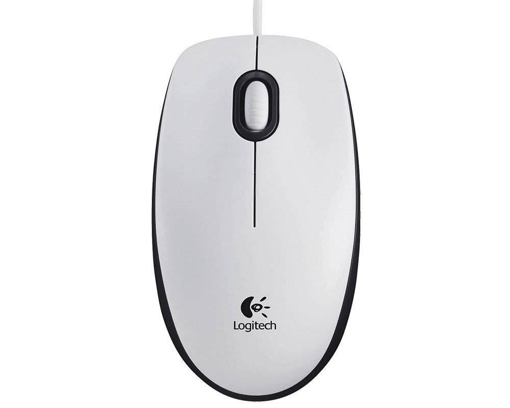 Logitech Mouse B100, optisch, 800 dpi, mit Scrollrad, 3 Tasten, weiß