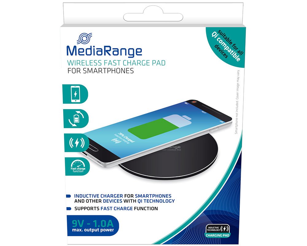 MediaRange kabelloses Ladegerät für Qi-fähige Smartphones mit Schnellladefunktion MRMA111