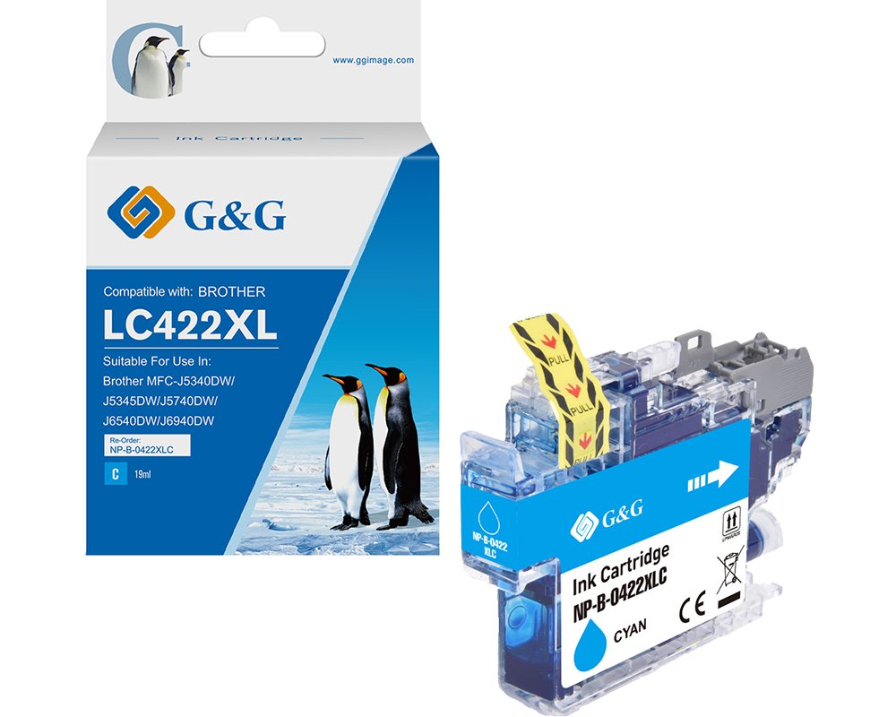 Kompatibel mit Brother 422XL Druckerpatrone LC422XLC [modell] cyan (1500 Seiten) - Marke: G&G