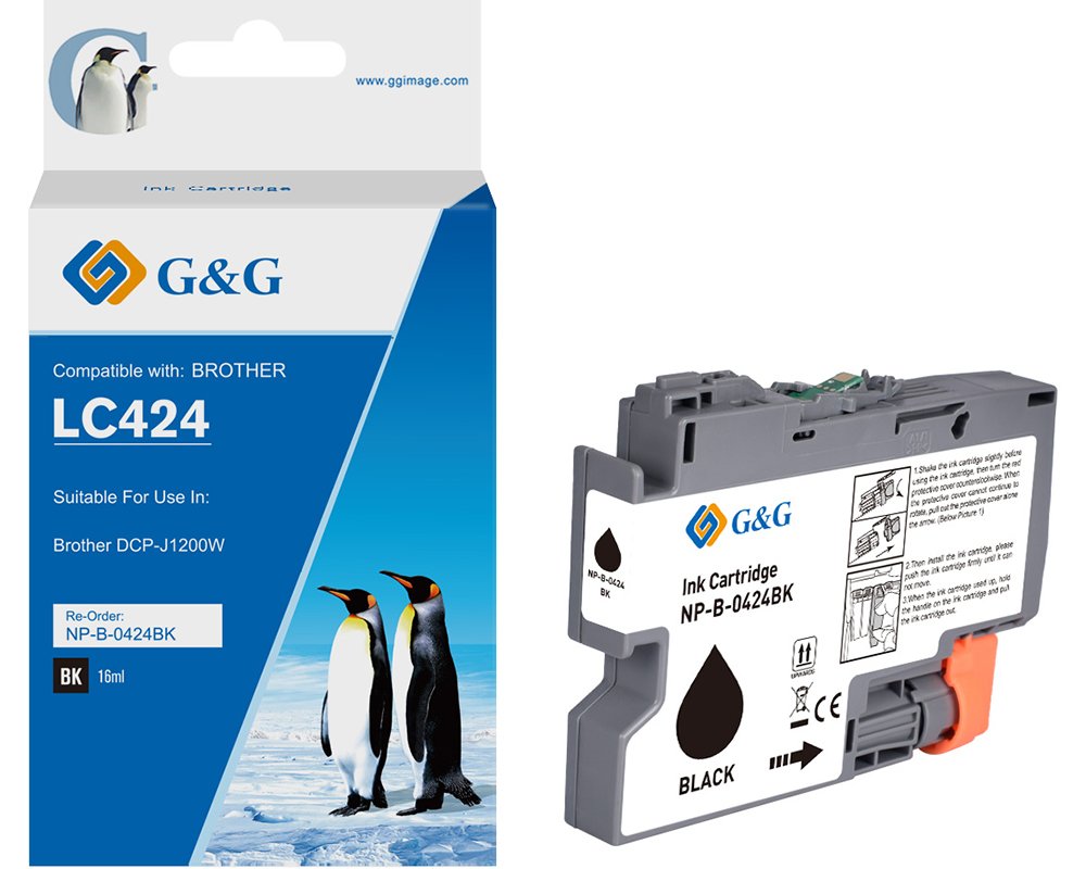 Kompatibel mit Brother 424 Druckerpatrone LC-424BK [modell] schwarz - Marke: G&G