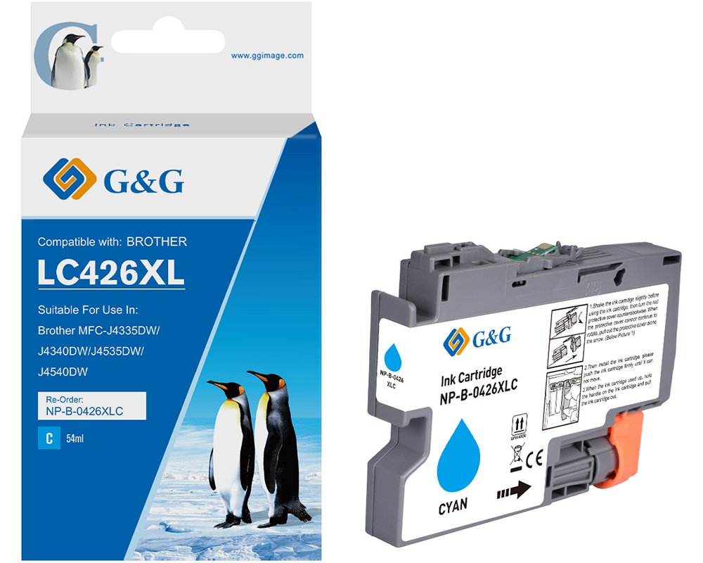 Kompatibel mit Brother 426XL Druckerpatrone LC-426XLC [modell] cyan (5.000 Seiten) - Marke: G&G