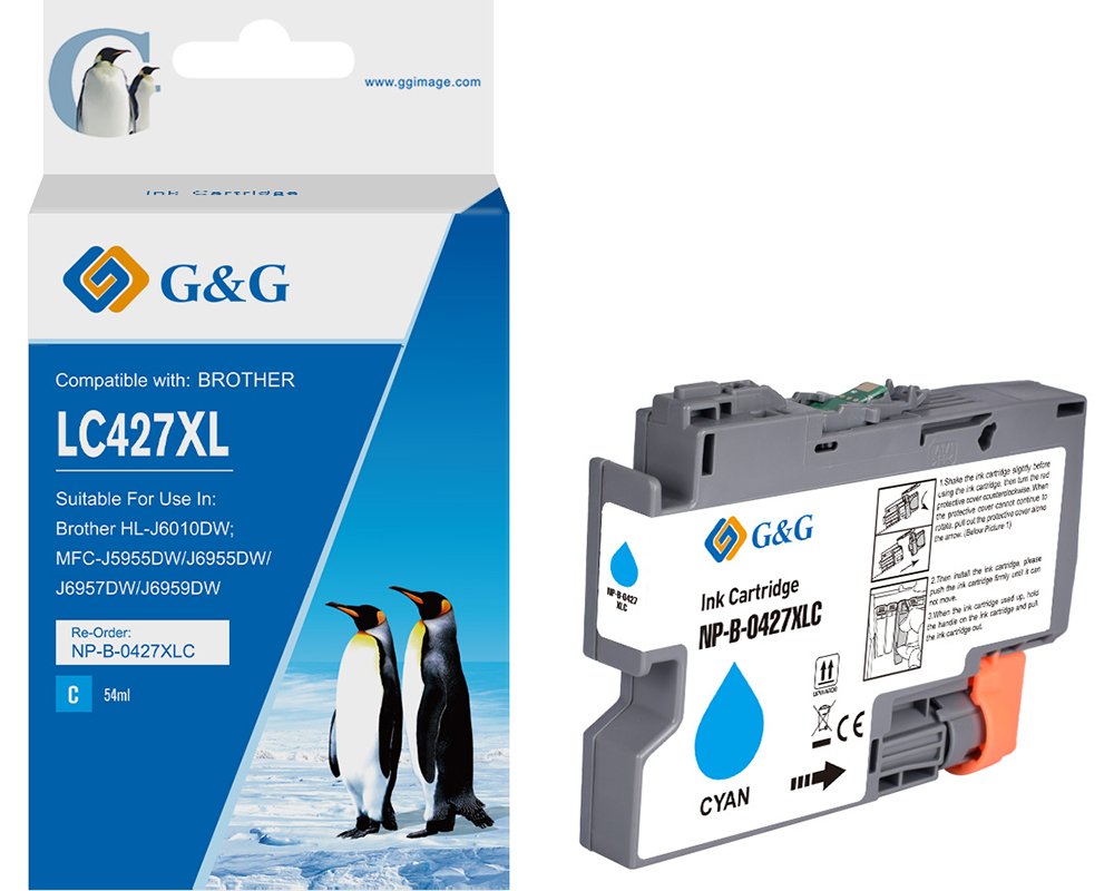Kompatibel mit Brother 427XL Druckerpatrone LC-427XLC [modell] cyan - Marke: G&G