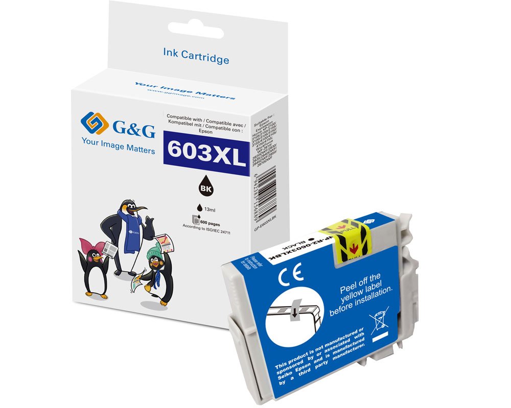 Kompatibel mit Epson 603XL/ C13T03A14010 XL-Druckerpatrone Schwarz [modell] - Marke: G&G