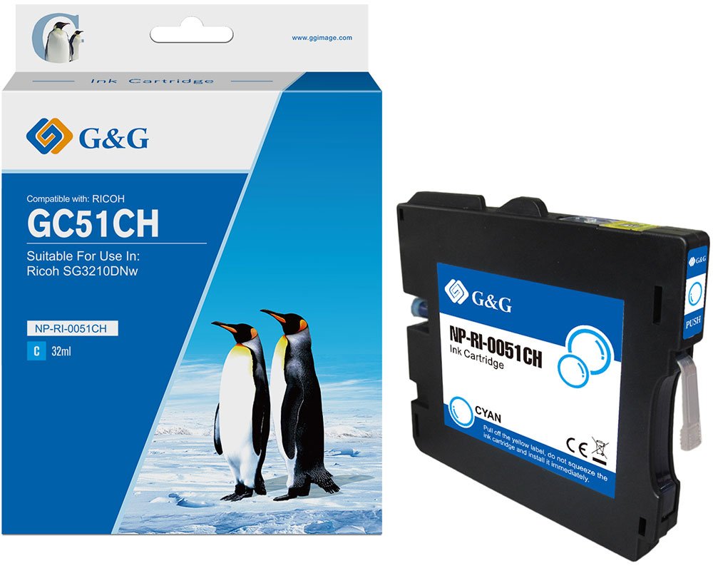 Kompatibel mit Ricoh GC51CH/ 405863 Druckerpatrone Cyan [modell] - Marke: G&G
