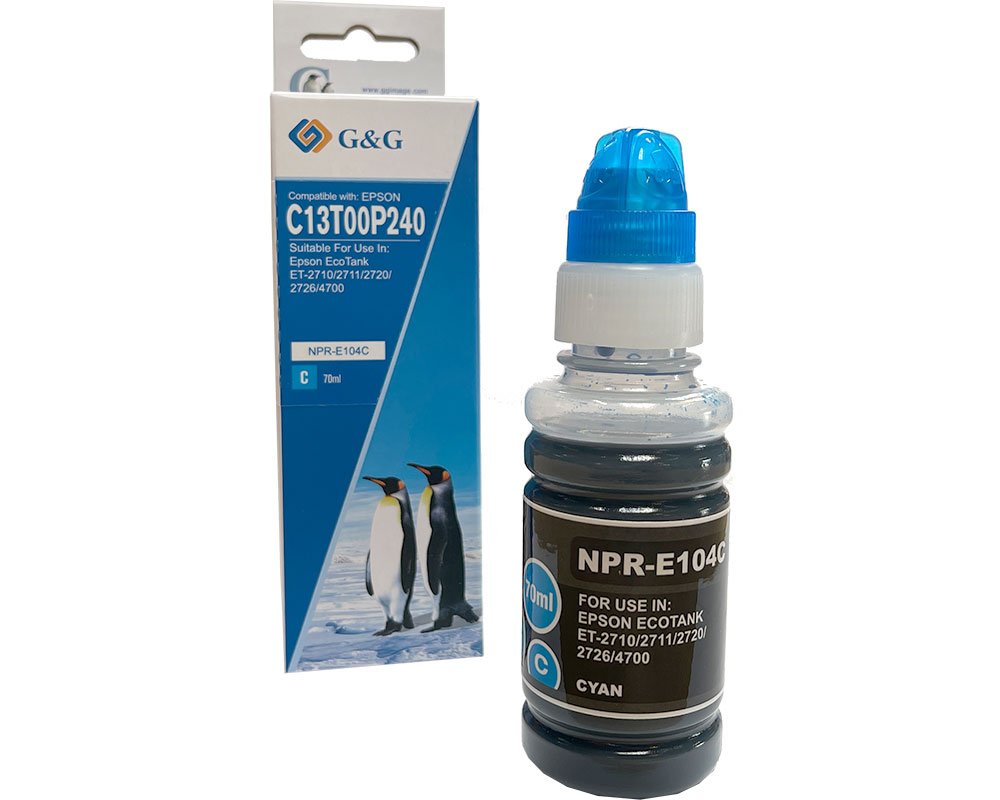 Kompatibel mit Epson 104/ C13T00P240 EcoTank Tinte (70,0 ml) Cyan [modell] - Marke: G&G