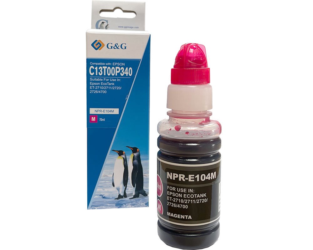 Kompatibel mit Epson 104/ C13T00P340 EcoTank Tinte (70,0 ml) Magenta [modell] - Marke: G&G