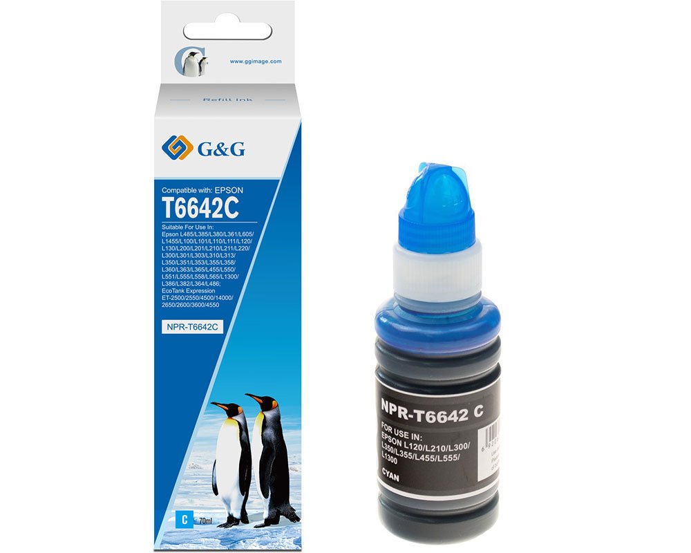 Kompatibel mit Epson T664 / C13T664240 Tintenflasche Cyan [modell] - Marke: G&G