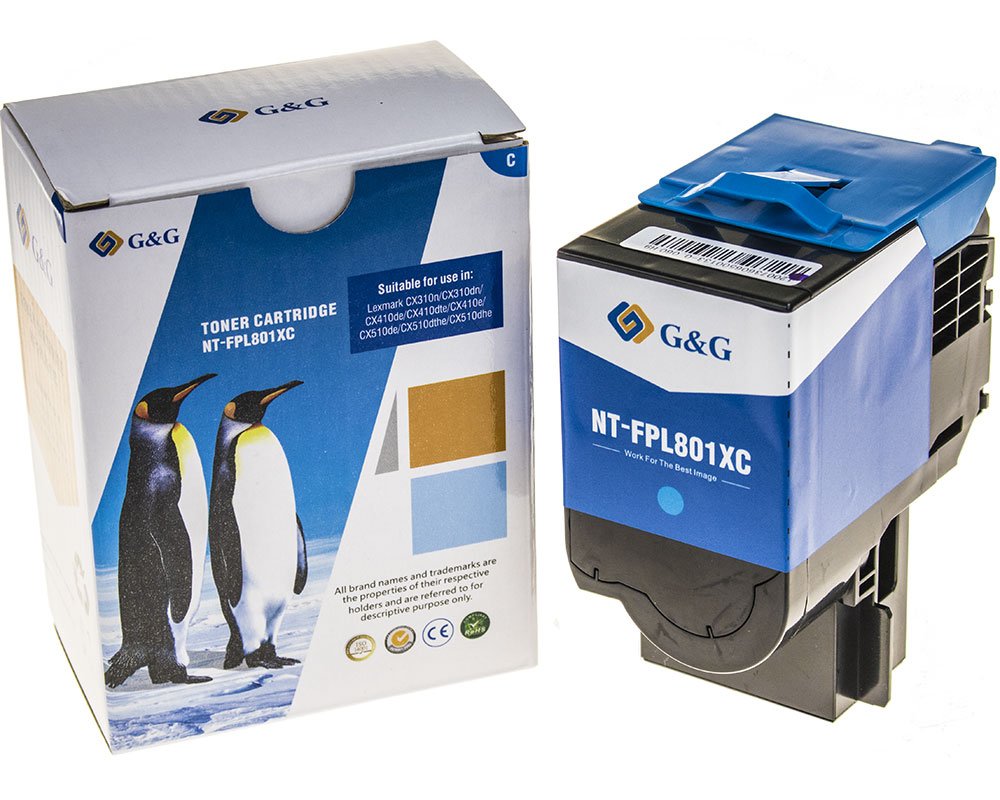 Kompatibel mit Lexmark 802SC/ 802HC/ 802XC/ 80C2SC0/ 80C2HC0/ V80C2XC0 Toner Cyan [modell] - Marke: G&G