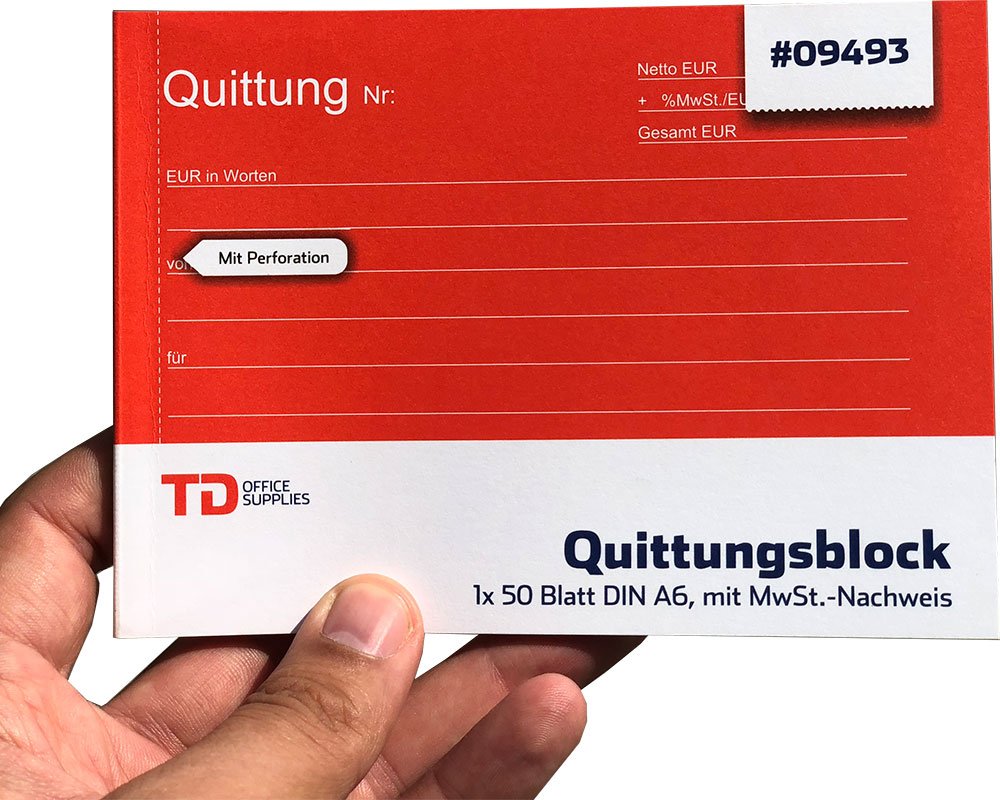 Quittungsblock A6 50Blatt mit MwSt.