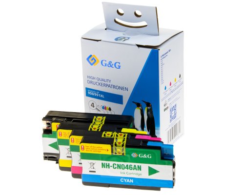 Kompatibel mit HP 950XL / 951XL Druckerpatronen 4er-Set: 1x Schwarz, 1x Cyan, 1x Magenta, 1x Gelb jetzt kaufen - Marke: G&G