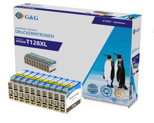 Kompatibel mit Epson T1281-T1284 XL-Druckerpatronen 10er-Set 4x Schwarz, 2x Cyan, 2x Magenta, 2x Gelb jetzt kaufen - Marke: G&G