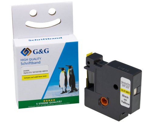 Kompatibel mit Dymo D1/ 40918/ S0720730 Schriftband (9mm x 7m) Schwarz auf Gelb jetzt kaufen - Marke: G&G