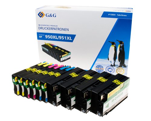 Kompatibel mit HP 950XL / 951XL Druckerpatronen 10er-Set 4x Schwarz, 2x Cyan, 2x Magenta, 2x Gelb jetzt kaufen - Marke: G&G