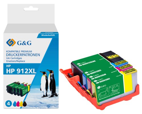 Kompatibel mit HP 912XL/ 3YP34AE XL-Druckerpatronen 1x Schwarz, 1x Cyan, 1x Magenta, 1x Gelb jetzt kaufen - Marke: G&G