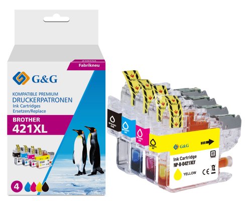 Kompatibel mit Brother LC421XLVAL Druckerpatronen Multipack jetzt kaufen (4 x 500 Seiten) cyan, magenta, gelb, schwarz - Marke: G&G