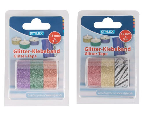 Deko-Klebeband, Glitter 3 Rollen, 15 mm x 3 m