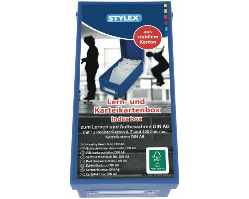 Lernbox/ Karteikartenbox aus hochwertigem Karton für 400 Karten A8
