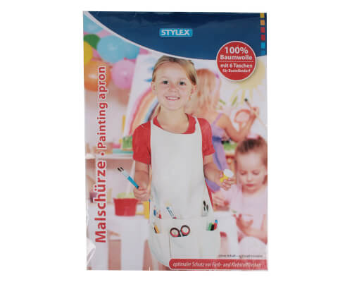 Kinder-Malschürze, Baumwolle, 35 x 52 cm, 6 Taschen