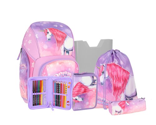 Spirit VARIO Schulranzen Set LITTLE DREAM, 5-teilig - mit extra viel Platz (26 Liter), Magnetverschluss - stabil, trotzdem leicht (ca. 980 g Leergewicht)