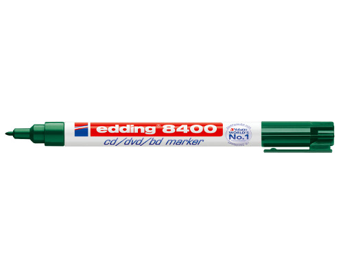 edding 8400 CD/DVD/Blu-ray Marker, ca. 0,5 - 1 mm, Rundspitze, grün
