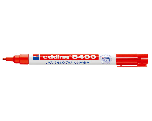 edding 8400 CD/DVD/Blu-ray Marker, ca. 0,5 - 1 mm, Rundspitze, rot