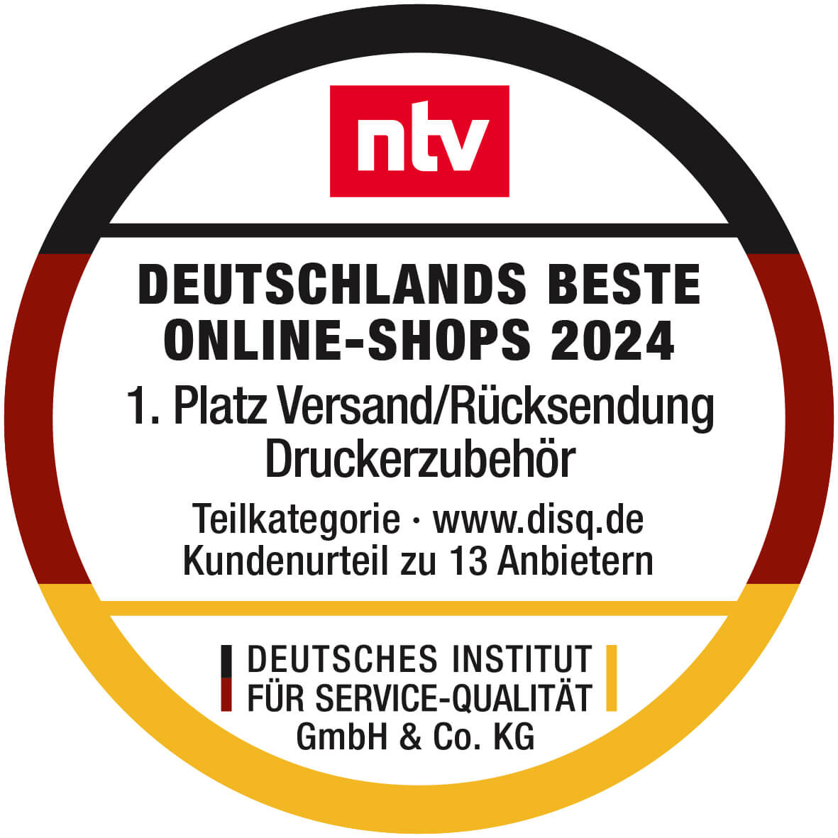 Toner-dumping.de Siegel ntv Deutschlands Beste Onlineshops Platz 1 Kundenservice Kategorie Druckerzubehör