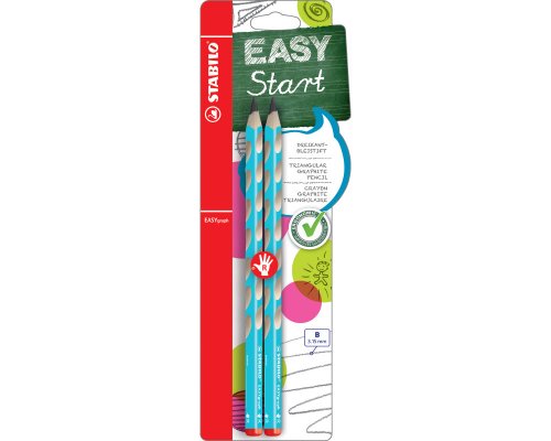 2 Ergonomische Dreikant-Bleistifte STABILO® EASYgraph, B, blau für Rechtshänder