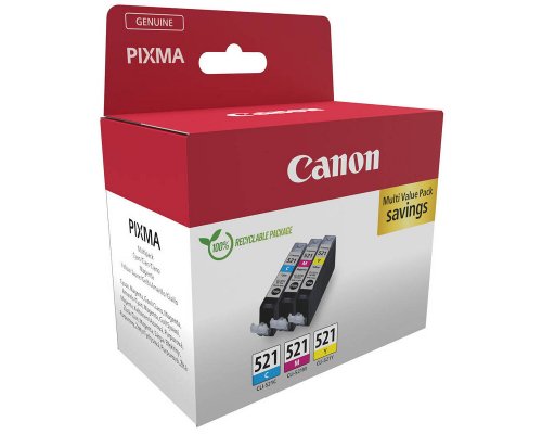 Canon CLI-521 Original-Druckerpatronen Multipack 2934B015 jetzt kaufen Cyan, Magenta, Gelb