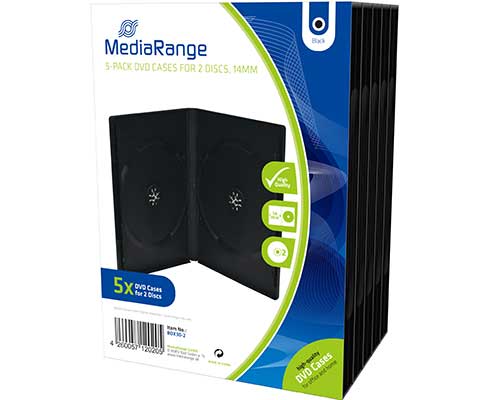 5 x DVD-Hüllen Schwarz für je 2 DVDs (19 x 13,5 x 1,4 cm)