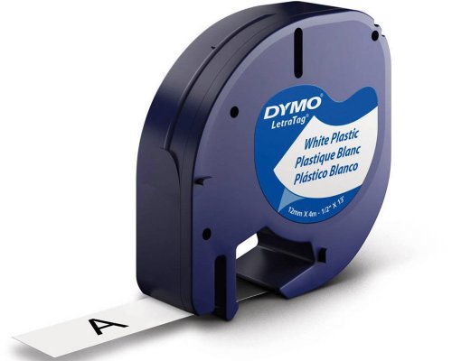 Dymo Plastik-Etiketten/ Schriftbandkassette 91221 Schwarz auf weiß 12mm x 4m jetzt kaufen
