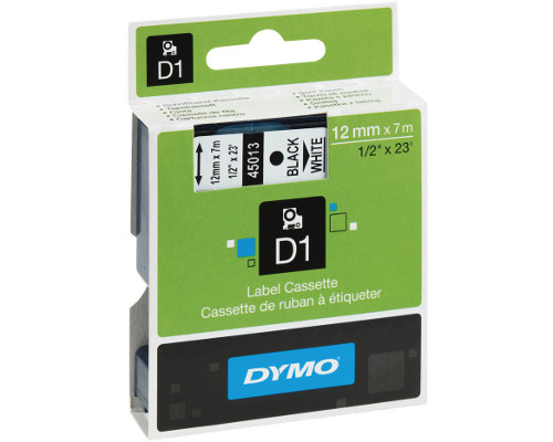 DYMO Schriftband D1/ 45013/ S0720530 Schwarz auf weiß 12mm/7m jetzt kaufen