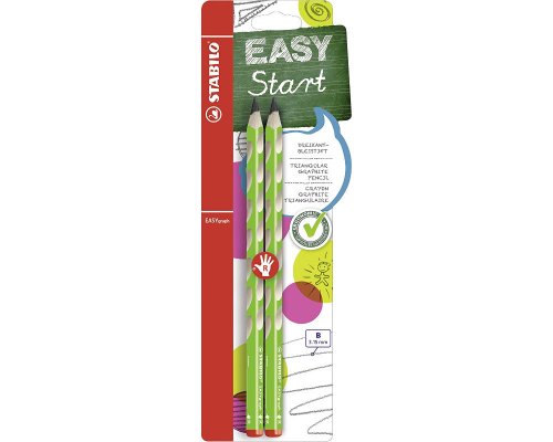 2 Ergonomische Dreikant-Bleistifte STABILO® EASYgraph, B, grün für Rechtshänder