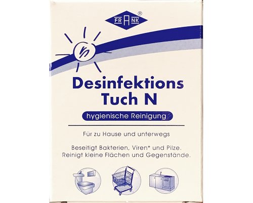 20 Frank Desinfektionstücher / Desinfektionstuch N - zur hygienischen Reinigung (14 x 19 cm, einzeln verpackt)