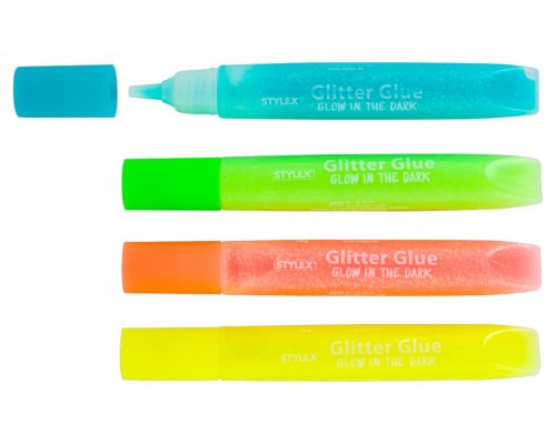 Glitzerkleber - Glow in the dark, 4 Tuben zu 10g