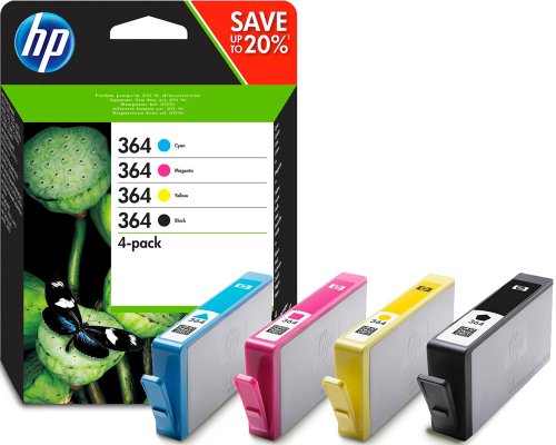 HP 364 Original-Druckerpatronen-4er-Pack (N9J73AE) Schwarz, Cyan, Magenta, Gelb