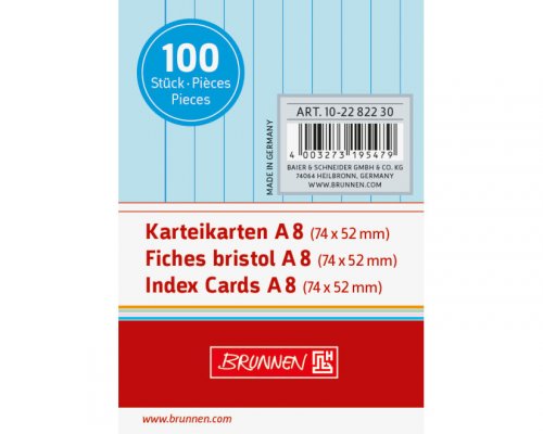 Karteikarten A8, liniert, 100 Stk. blau