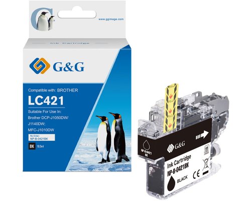 Kompatibel mit Brother LC421BK Druckerpatrone jetzt kaufen (200 Seiten) schwarz - Marke: G&G