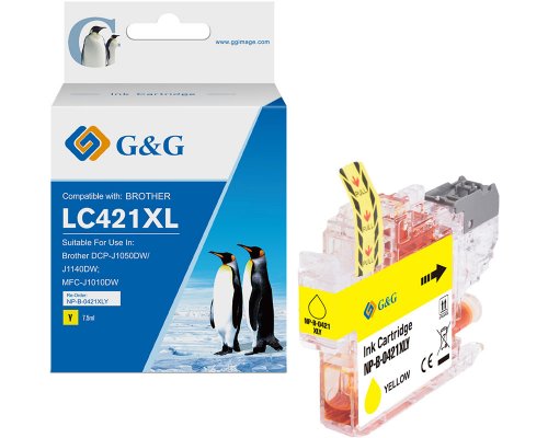 Kompatibel mit Brother LC421XLY Druckerpatrone jetzt kaufen (500 Seiten) gelb - Marke: G&G