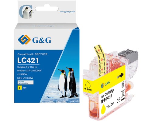 Kompatibel mit Brother LC421Y Druckerpatrone jetzt kaufen (200 Seiten) gelb - Marke: G&G