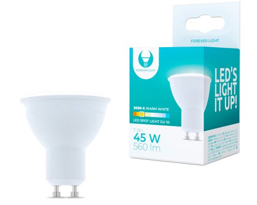 Forever Light LED-Birne GU10 7W 230V 3000K warmweiß 560 Lumen - Energieklasse F