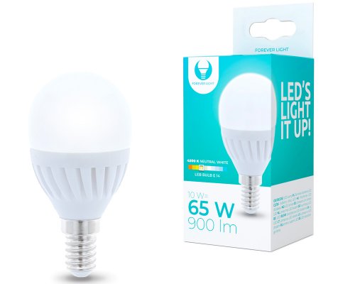 Forever Light LED-Birne E14 G45 10W 230V 4000K neutralweiß 900 Lumen - Energieklasse F