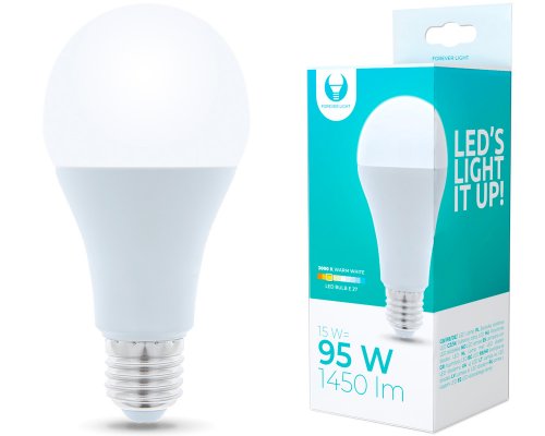 Forever Light LED-Birne E27 A65 15W 230V 3000K warmweiß 1450 Lumen - Energieklasse F